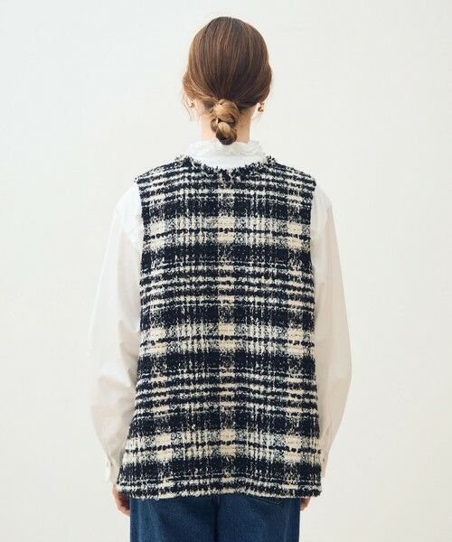 TOMORROWLAND / トゥモローランド ベスト | オーロラグレンチェック Vカラージレ | 詳細5