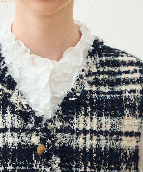 TOMORROWLAND / トゥモローランド ベスト | オーロラグレンチェック Vカラージレ | 詳細7