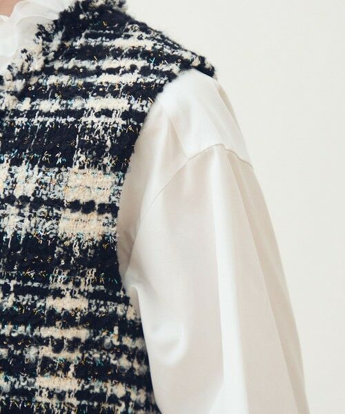 TOMORROWLAND / トゥモローランド ベスト | オーロラグレンチェック Vカラージレ | 詳細9