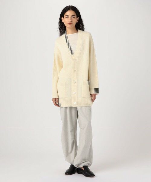 TOMORROWLAND / トゥモローランド カーディガン・ボレロ | パーシャルストライプ Vネックカーディガン | 詳細1