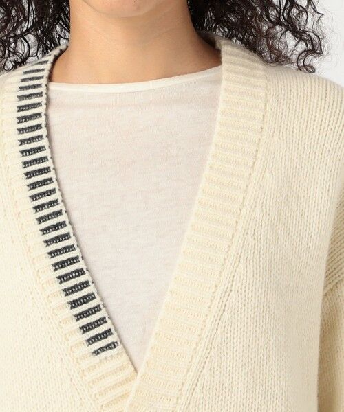 TOMORROWLAND / トゥモローランド カーディガン・ボレロ | パーシャルストライプ Vネックカーディガン | 詳細5
