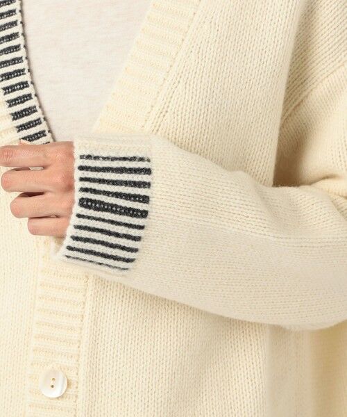 TOMORROWLAND / トゥモローランド カーディガン・ボレロ | パーシャルストライプ Vネックカーディガン | 詳細7
