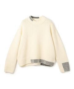 TOMORROWLAND / トゥモローランド ニット・セーター | パーシャルストライプ クルーネックプルオーバー