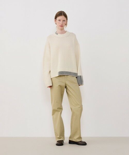 TOMORROWLAND / トゥモローランド ニット・セーター | パーシャルストライプ クルーネックプルオーバー | 詳細1