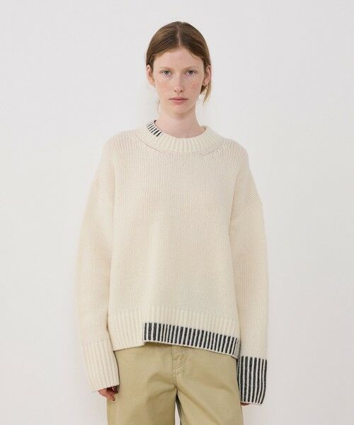TOMORROWLAND / トゥモローランド ニット・セーター | パーシャルストライプ クルーネックプルオーバー | 詳細2