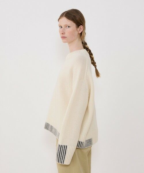 TOMORROWLAND / トゥモローランド ニット・セーター | パーシャルストライプ クルーネックプルオーバー | 詳細3