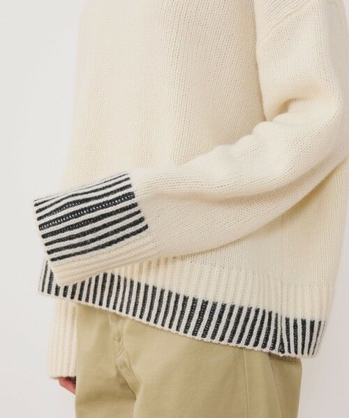 TOMORROWLAND / トゥモローランド ニット・セーター | パーシャルストライプ クルーネックプルオーバー | 詳細6