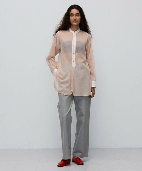 TOMORROWLAND / トゥモローランド シャツ・ブラウス | 【WEB先行予約】コットンオーガンジー バンドカラーコンビシャツ | 詳細1