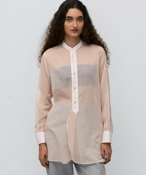 TOMORROWLAND / トゥモローランド シャツ・ブラウス | 【WEB先行予約】コットンオーガンジー バンドカラーコンビシャツ | 詳細2