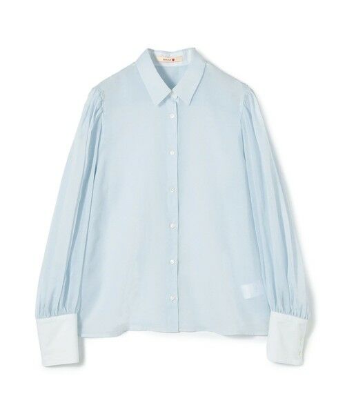 TOMORROWLAND / トゥモローランド シャツ・ブラウス | 【WEB先行予約】コットンオーガンジー ギャザースリーブコンビシャツ(61 ライトブルー)