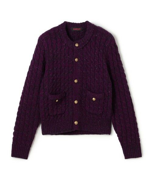 TOMORROWLAND / トゥモローランド カーディガン・ボレロ | ウールネップ ケーブルニットカーディガン（77 パープル）
