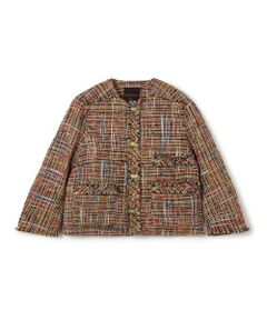 TOMORROWLAND / トゥモローランド ノーカラージャケット | マルチツイード フリンジショートジャケット