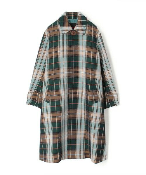 TOMORROWLAND / トゥモローランド ステンカラーコート | ポリエステル ビッグチェックジャカード ステンカラーコート(58 ダークグリーン系)