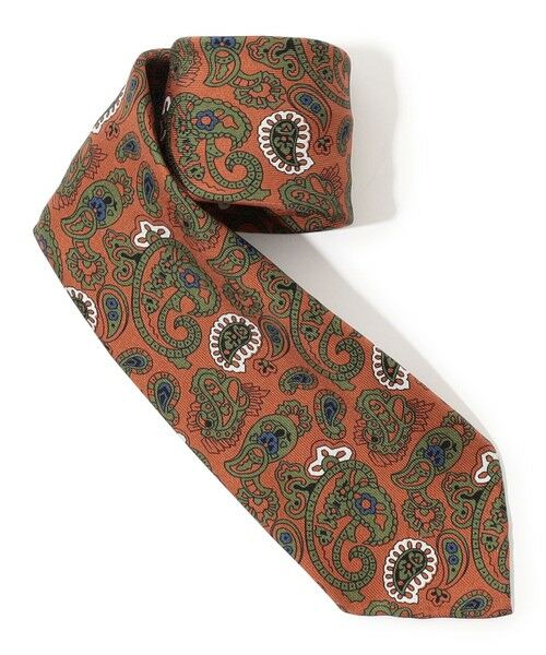 TOMORROWLAND / トゥモローランド ネクタイ | TOMORROWLAND MADE IN ITALY シルクプリント ペイズリー柄ネクタイ（26 オレンジ系）