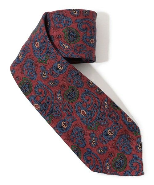 TOMORROWLAND / トゥモローランド ネクタイ | TOMORROWLAND MADE IN ITALY シルクプリント ペイズリー柄ネクタイ（36 レッド系）