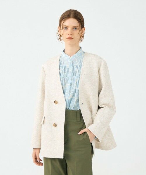 TOMORROWLAND / トゥモローランド ノーカラージャケット | ボタニカルジャカード カラーレスジャケット | 詳細2