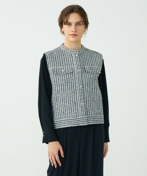 TOMORROWLAND / トゥモローランド ベスト | ミックスツイード ショートベスト | 詳細10