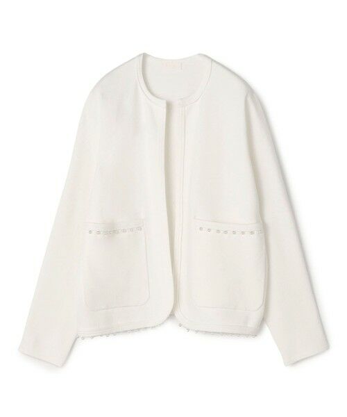 TOMORROWLAND / トゥモローランド カーディガン・ボレロ | パンチングパール クルーネックカーディガン（11 ホワイト）