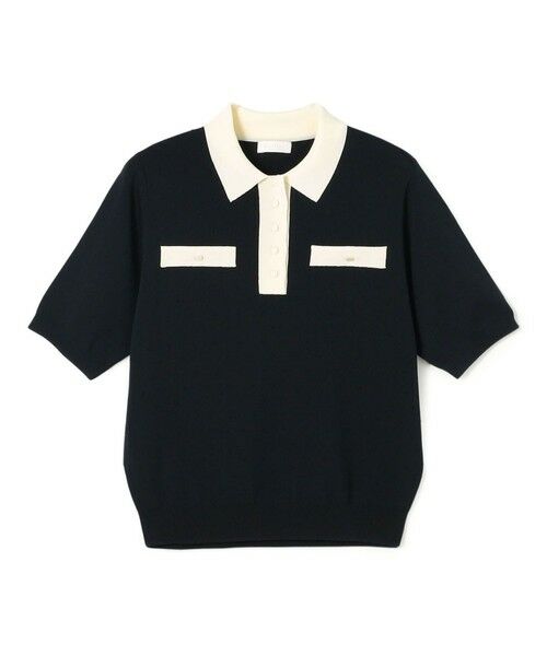 TOMORROWLAND / トゥモローランド ニット・セーター | 【WEB先行予約】ストレッチタックドット ポロプルオーバー（68 ネイビー系）