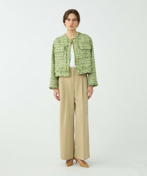 TOMORROWLAND / トゥモローランド ノーカラージャケット | プレリーツイード クロップドクルージャケット | 詳細1