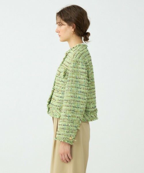 TOMORROWLAND / トゥモローランド ノーカラージャケット | プレリーツイード クロップドクルージャケット | 詳細3