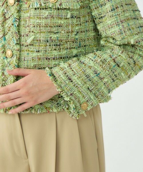 TOMORROWLAND / トゥモローランド ノーカラージャケット | プレリーツイード クロップドクルージャケット | 詳細7