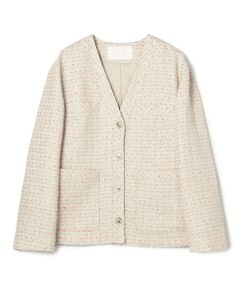 TOMORROWLAND / トゥモローランド ノーカラージャケット | 【WEB先行予約】エアリーファンシーツイード Vカラージャケット