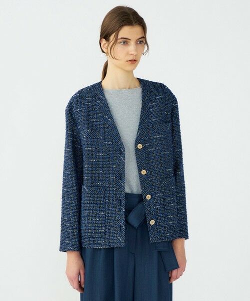 TOMORROWLAND / トゥモローランド ノーカラージャケット | 【WEB先行予約】エアリーファンシーツイード Vカラージャケット | 詳細2