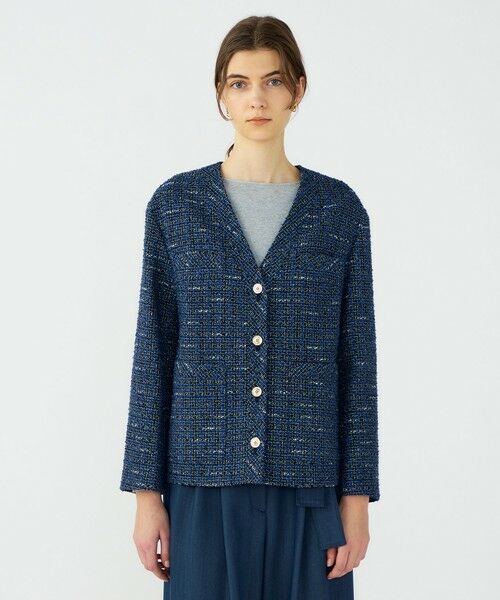 TOMORROWLAND / トゥモローランド ノーカラージャケット | 【WEB先行予約】エアリーファンシーツイード Vカラージャケット | 詳細3