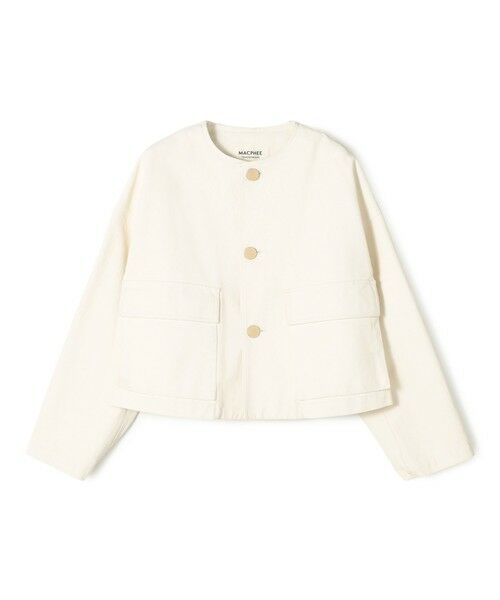 TOMORROWLAND / トゥモローランド ノーカラージャケット | ピグメントドリルクロス クルーネックジャケット（11 オフホワイト）