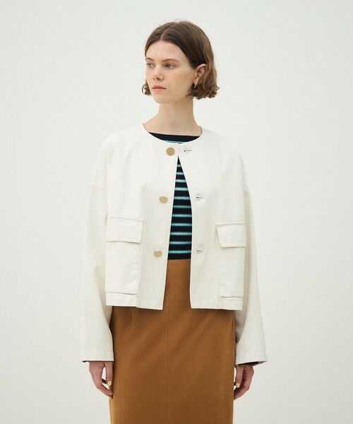 TOMORROWLAND / トゥモローランド ノーカラージャケット | ピグメントドリルクロス クルーネックジャケット | 詳細2