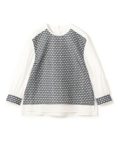 TOMORROWLAND / トゥモローランド シャツ・ブラウス | リーフエンブロイダリー コンビプルオーバーブラウス（68 ネイビー系）