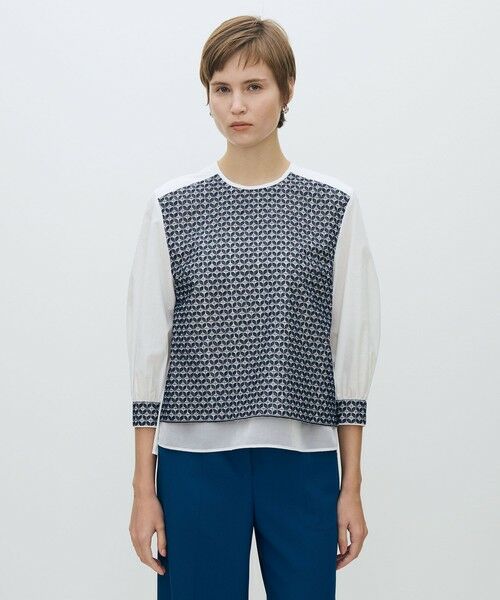 TOMORROWLAND / トゥモローランド シャツ・ブラウス | リーフエンブロイダリー コンビプルオーバーブラウス | 詳細2