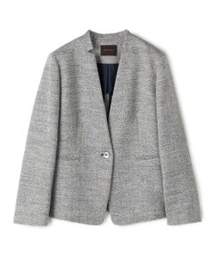 TOMORROWLAND / トゥモローランド ノーカラージャケット | フラットテープ キザミカラージャケット