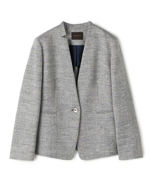 TOMORROWLAND / トゥモローランド ノーカラージャケット | フラットテープ キザミカラージャケット（64 ブルー系）