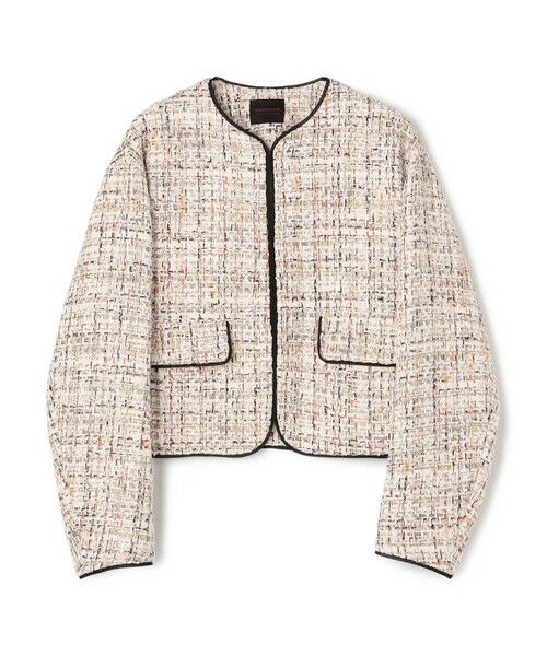 TOMORROWLAND / トゥモローランド ノーカラージャケット | ホロウファンシーツイード ノーカラートリミングジャケット（42 ベージュ系）