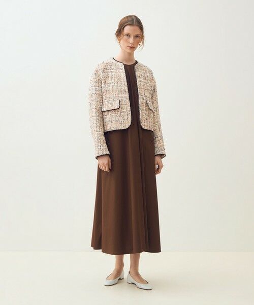 TOMORROWLAND / トゥモローランド ノーカラージャケット | ホロウファンシーツイード ノーカラートリミングジャケット | 詳細1