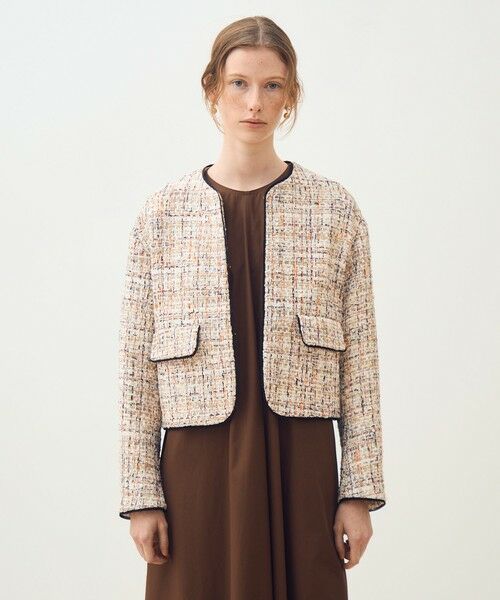 TOMORROWLAND / トゥモローランド ノーカラージャケット | ホロウファンシーツイード ノーカラートリミングジャケット | 詳細2