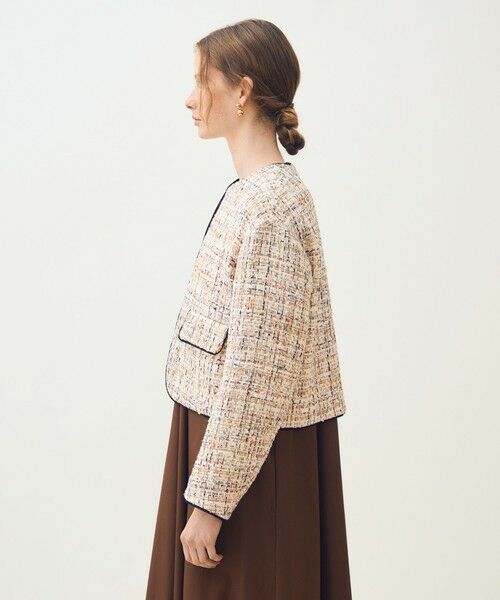 TOMORROWLAND / トゥモローランド ノーカラージャケット | ホロウファンシーツイード ノーカラートリミングジャケット | 詳細3