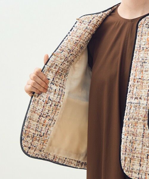 TOMORROWLAND / トゥモローランド ノーカラージャケット | ホロウファンシーツイード ノーカラートリミングジャケット | 詳細5