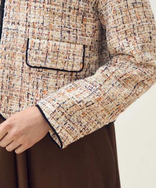 TOMORROWLAND / トゥモローランド ノーカラージャケット | ホロウファンシーツイード ノーカラートリミングジャケット | 詳細7