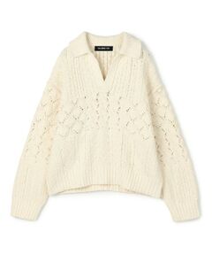 TOMORROWLAND / トゥモローランド ニット・セーター | コットンウールアラン オープンカラープルオーバー