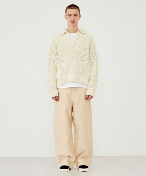 TOMORROWLAND / トゥモローランド ニット・セーター | コットンウールアラン オープンカラープルオーバー | 詳細1