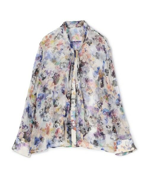 TOMORROWLAND / トゥモローランド シャツ・ブラウス | ブルームスケーププリント ボウタイナローブラウス（64 ブルー系）