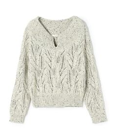 TOMORROWLAND / トゥモローランド ニット・セーター | コットンスパンコールムリネ キーネックプルオーバー