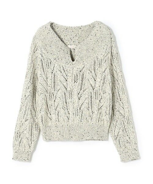 TOMORROWLAND / トゥモローランド ニット・セーター | コットンスパンコールムリネ キーネックプルオーバー（44 ベージュ系）