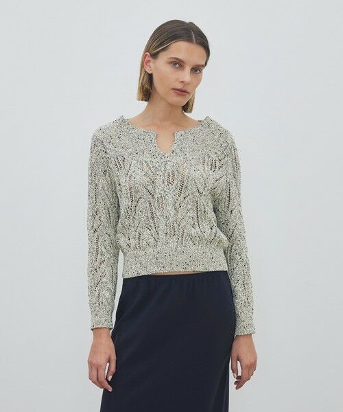 TOMORROWLAND / トゥモローランド ニット・セーター | コットンスパンコールムリネ キーネックプルオーバー | 詳細2