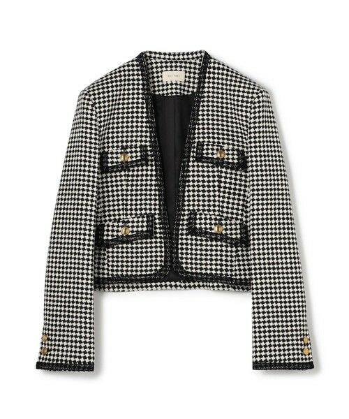 TOMORROWLAND / トゥモローランド ノーカラージャケット | テープヤーンツイード ノーカラーコンパクトジャケット（18 ブラック系）