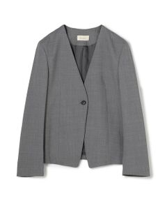 TOMORROWLAND / トゥモローランド ノーカラージャケット | ポリエステルウールバラシャ Vカラージャケット