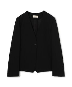 TOMORROWLAND / トゥモローランド ノーカラージャケット | ポリエステルウールバラシャ Vカラージャケット